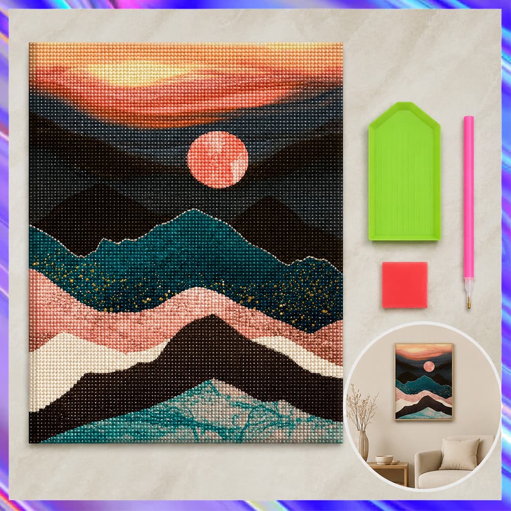 30 x 40 cm, Conjunto de 5D Montanhas Diamante Arte Pintura DIY Diamante quadrados, pintura diamante 5D DIY