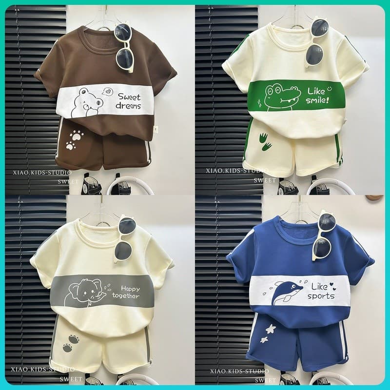 2025 novo estilo crianças terno de manga curta listrado menina menino T verão roupas de bebê versão coreana roupas infan