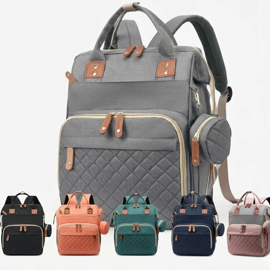 Mochila Bolsa Maternidade Mamãe Bebê Impermeável Porta mamadeira Fralda Creche Escola Salmão