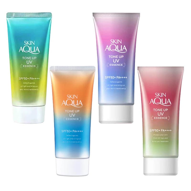 ROHTO Skin Aqua Rainbow Tone Up Protetor Solar UV SPF50 + PA + , Primer Corretor De Cores , Base De Maquiagem Facial À P