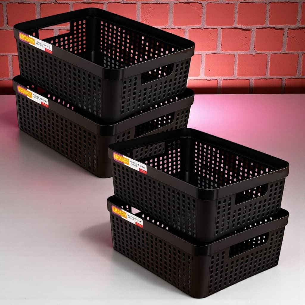 Kit 4 Cestos Organizadores 11L Multiuso Plástico - Gaveta, Armário, Cozinha e Banheiro