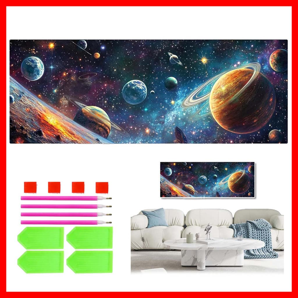 120 x 40 cm Universo Planeta Pintura Diamante 5D Rodada Diamante Arte Cheia Diamante Tridimensional Gem Artesanato