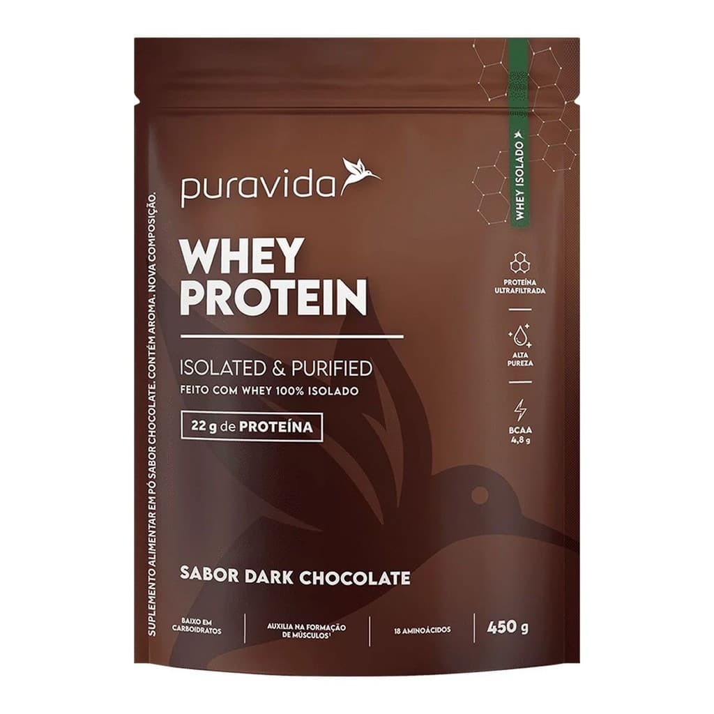 Whey Protein Isolado  450g Refil Dark Chocolate  Pura Vida