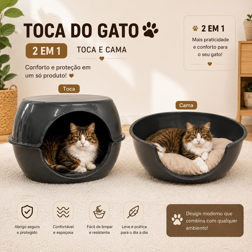 Toca Do Gato Casa Casinha Paris Cama 2em1 Caminha Pet Para Gatos