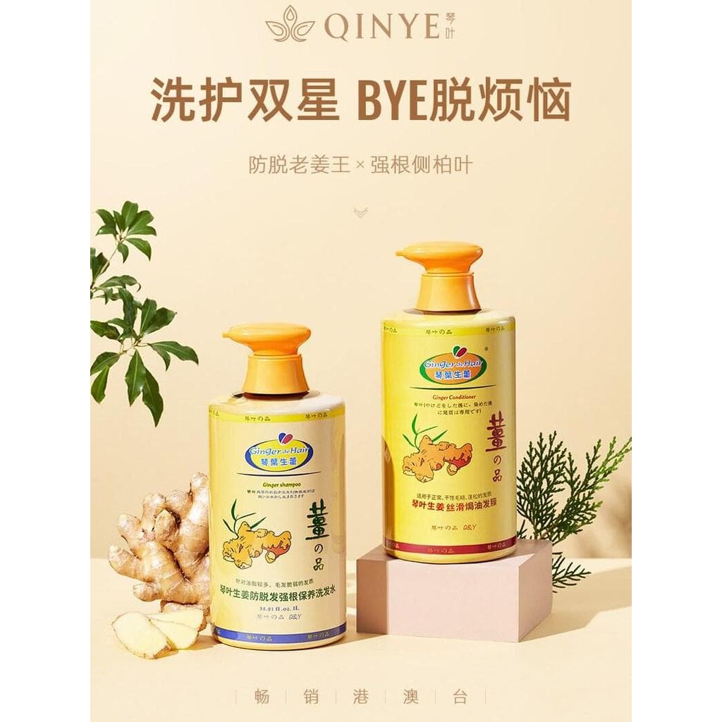 Qin folha gengibre shampoo anti-queda de cabelo fixação controle de óleo do cabelo anti-caspa hidratante fofo suco de ge