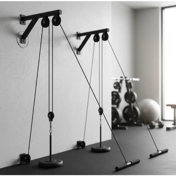 Kit Cross Over Gym Lab Duplo Articulado Musculação Treino Puxada Polia Alta E Baixa Preto