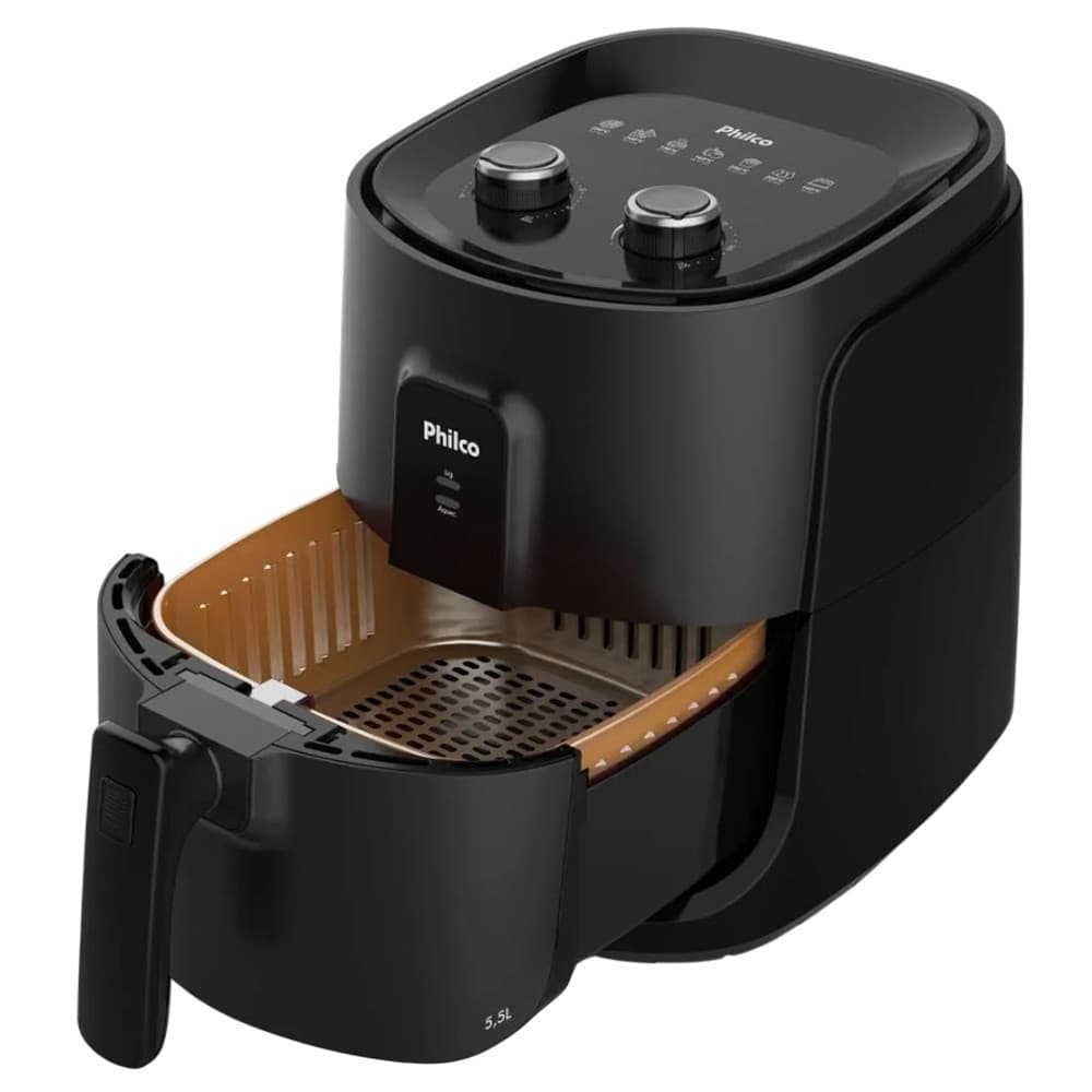 Fritadeira Elétrica Air Fryer PAF55A Cesto Quadrado 5,5L Antiaderente Gold 1500W Philco Sem Óleo