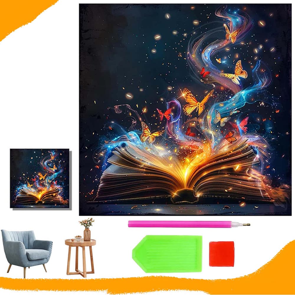 O Livro da Magia, diamantes quadrados, pintura com diamantes 5D DIY, kit inicial para pintura com diamantes, 30 x 30 cm