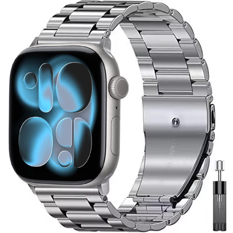 Pulseira Metal Aco Inoxidavel 3 Elos Relogio Smartwatch Compativel Apple Watch 38 40 41 42 44 45 46 49mm
