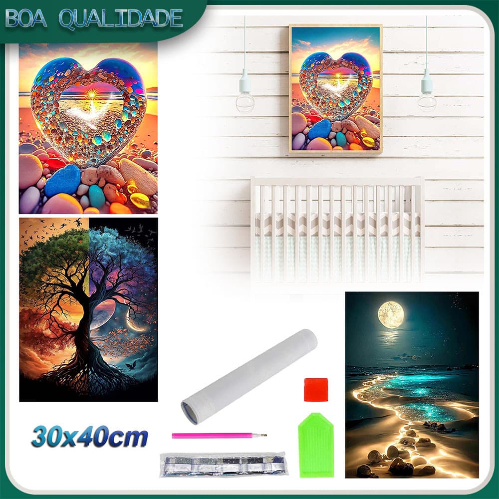 40x30cm DIY Pintura Diamante Pintura de Parede 5D Dot Pintura Diamante Materiais Artesanais