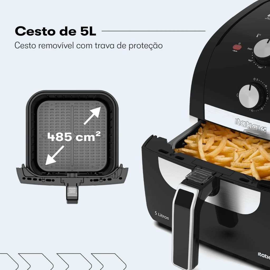 Fritadeira Airfryer Itatiaia 5 Litros 127V mais espaço para suas receitas favoritas sem usar óleo