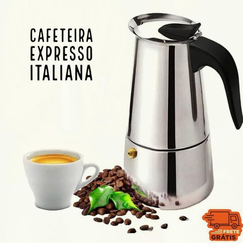Cafeteira Italiana – Máquina de Café Expresso/Moka em Inox – Opções 4/6/9 xícaras