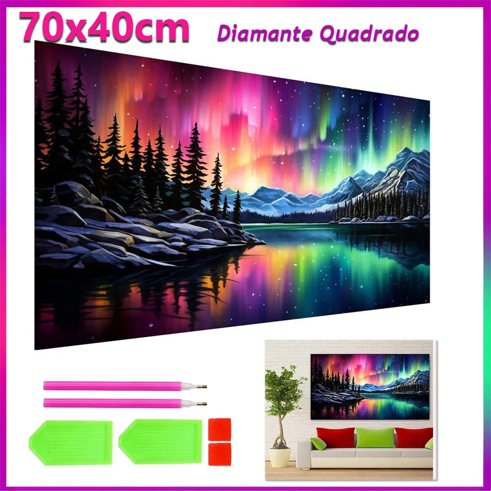70x40cm Floresta Aurora pintura de diamante pintura de diamante 5D decoração de parede doméstica  Diamante quadrado