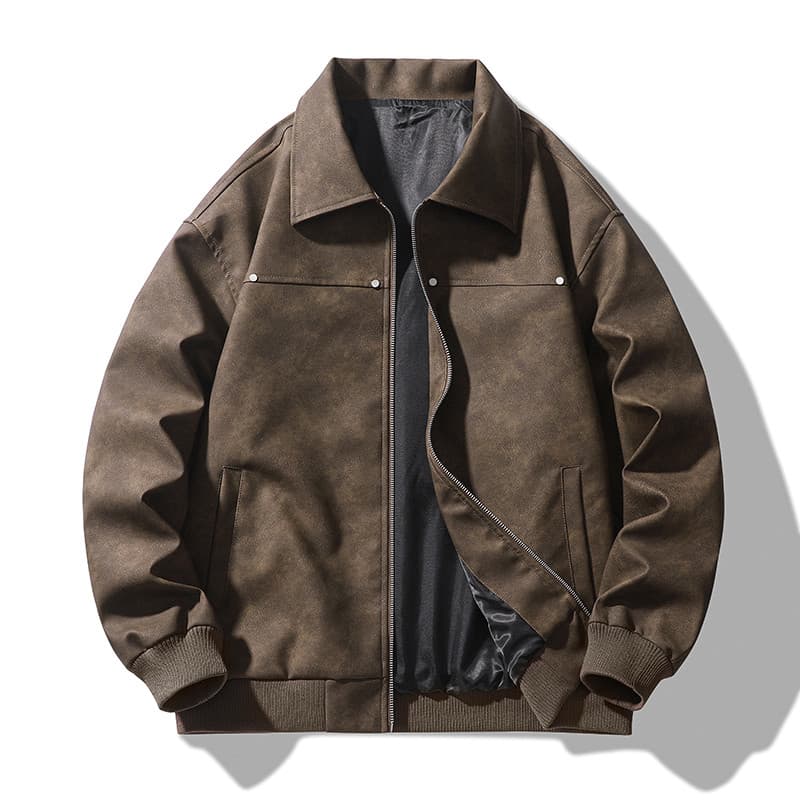 Jaqueta de couro masculina lapela motocicleta jaqueta de couro juventude Retro couro Street Wear jaqueta de algodão masc