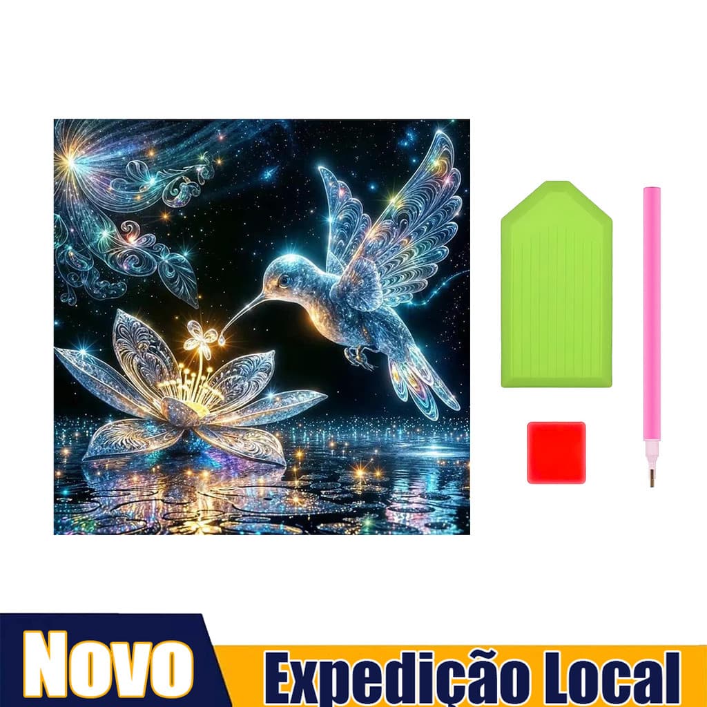 "Beija-Flor E Flor De Vidro" Praça diamante pintura diamante,30x30 cm, 5D Pintura decorativa,quarto sala estar Decoração