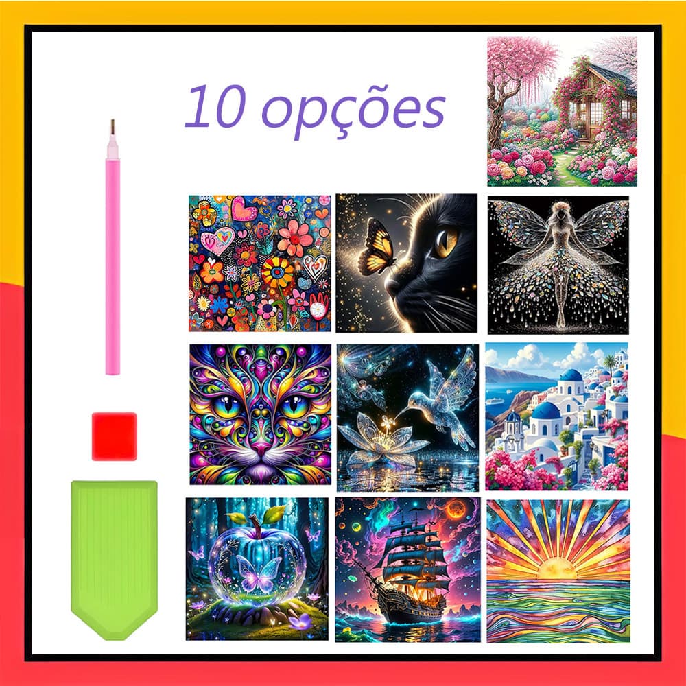 Conjunto de pintura com diamantes 5D quadrada - 30 x 30 cm