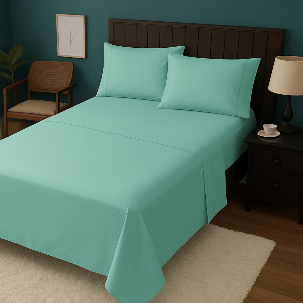 Jogo Lençol 4 Peças 400 Fios Cama Solteiro Casal Queen Fronhas Ponto Palito Todos os Tamanhos dmx
