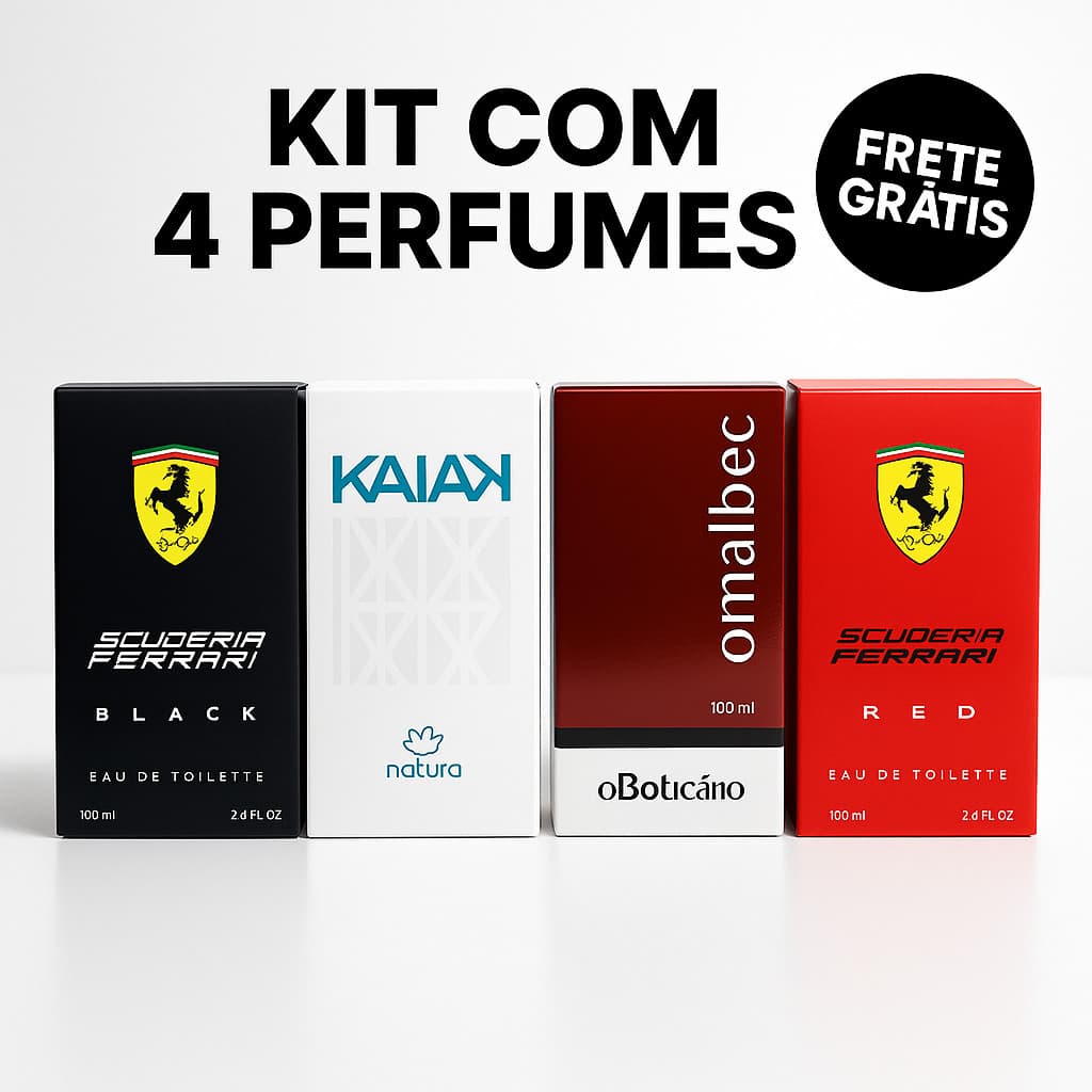 Kit 04 Perfumes Masculinos Importados 100 ML Diversas Fragrâncias Fixação Duradoura Frete Grátis