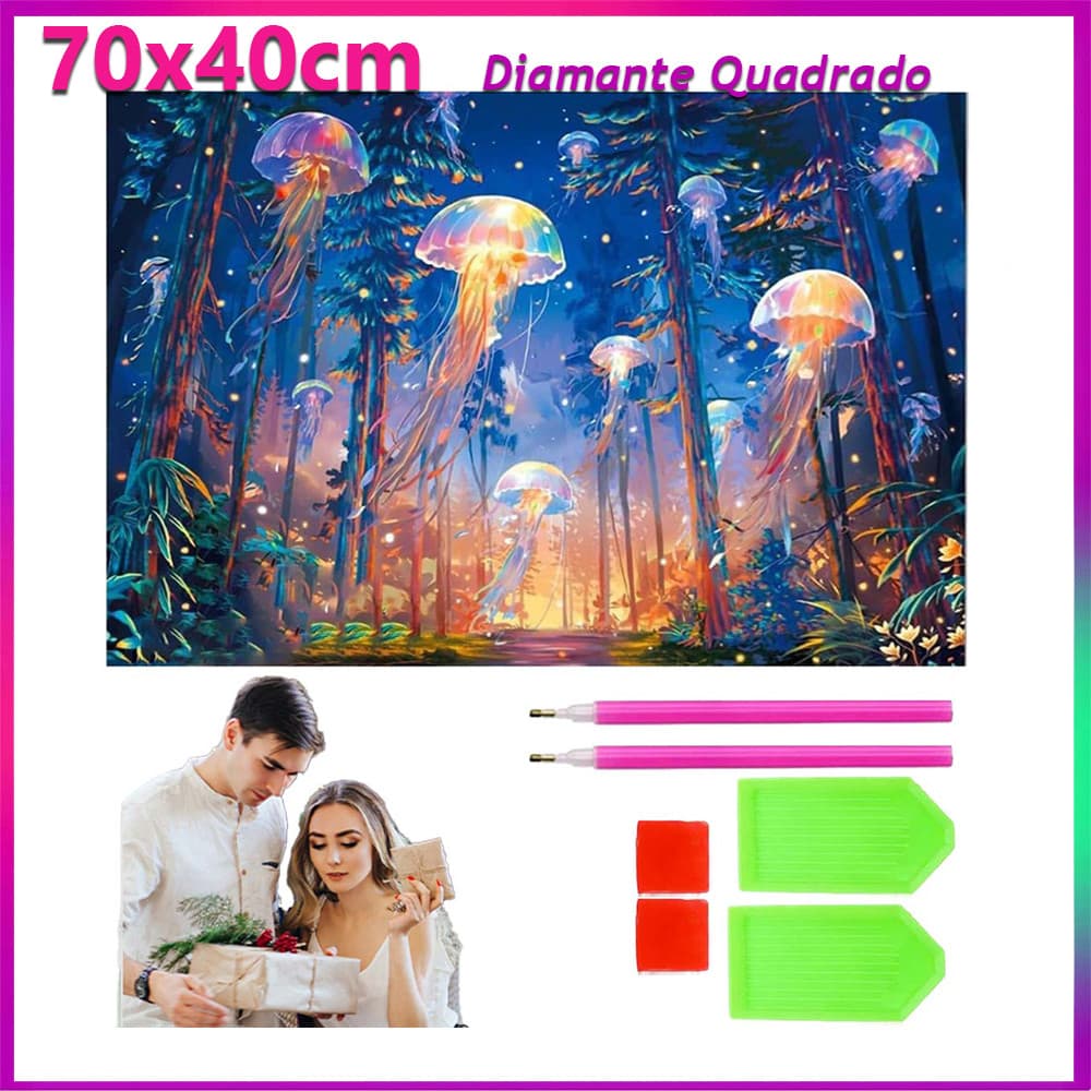 70x40cm Água-viva pintura de diamante pintura de diamante 5D decoração de parede doméstica de arte Diamante quadrado