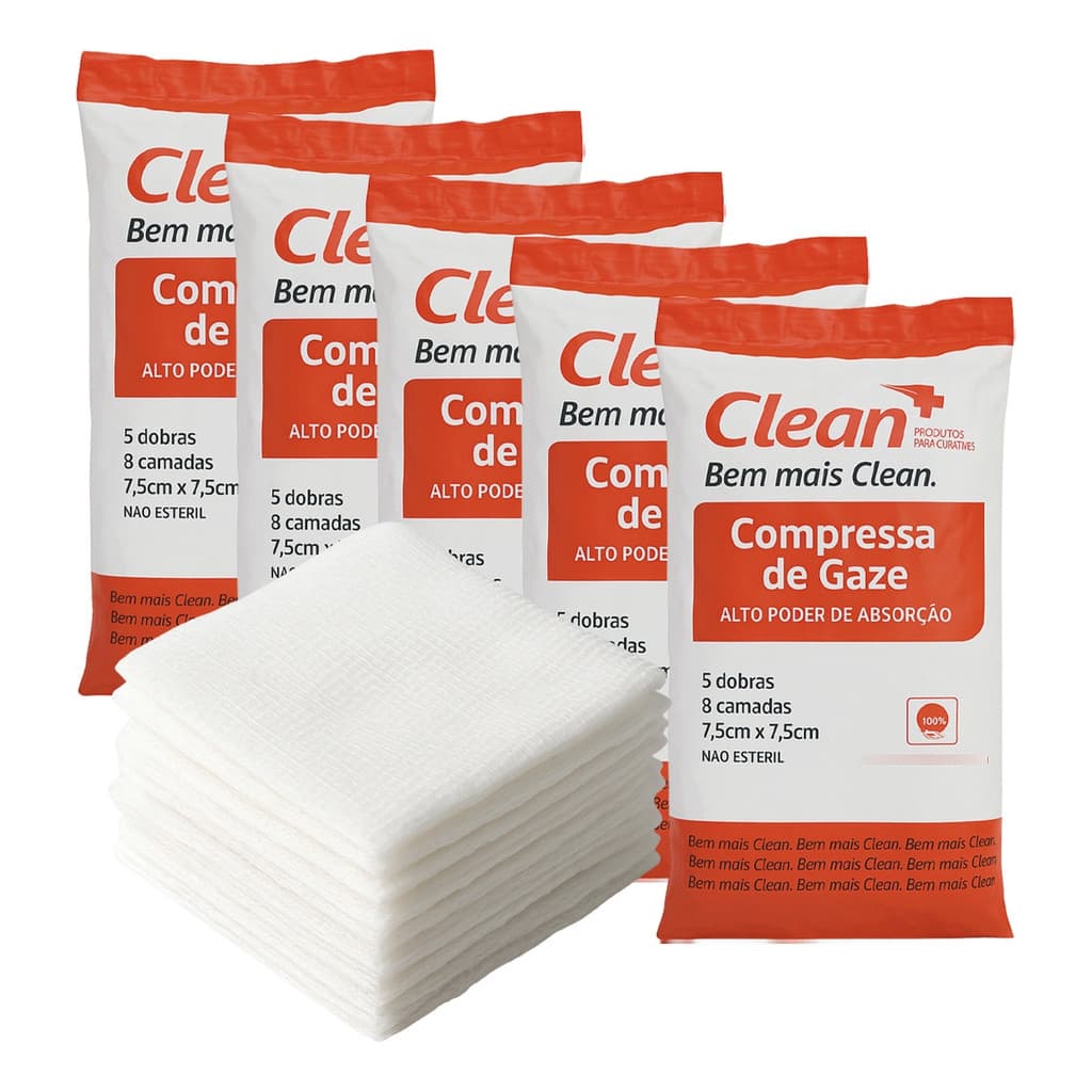 Kit 5 Gaze Curativo 13 Fios 100g Compressa De Hidrófila