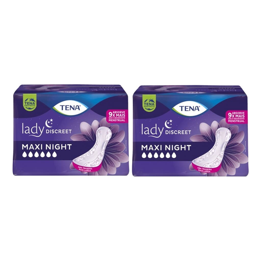 Kit 2 Absorvente Tena Lady Discreet Maxi Night 6 Un