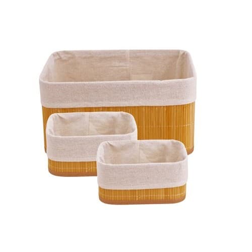 Kit 3 Cestos Organizadores Em Bambu Natural Multifuncional Organizador Ambiente Casa Banheiro