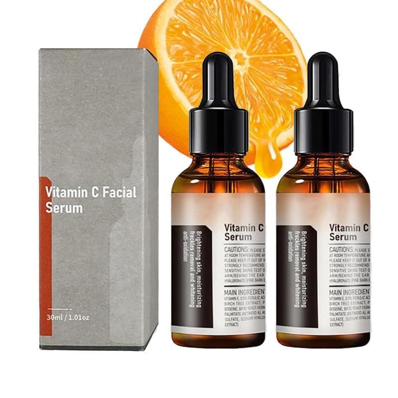 Sérum Facial de Vitamina C, Sérum Anti-Idade com Vitamina C, Ácido Hialurônico, Vitamina E – Fórmula Iluminadora – Melho