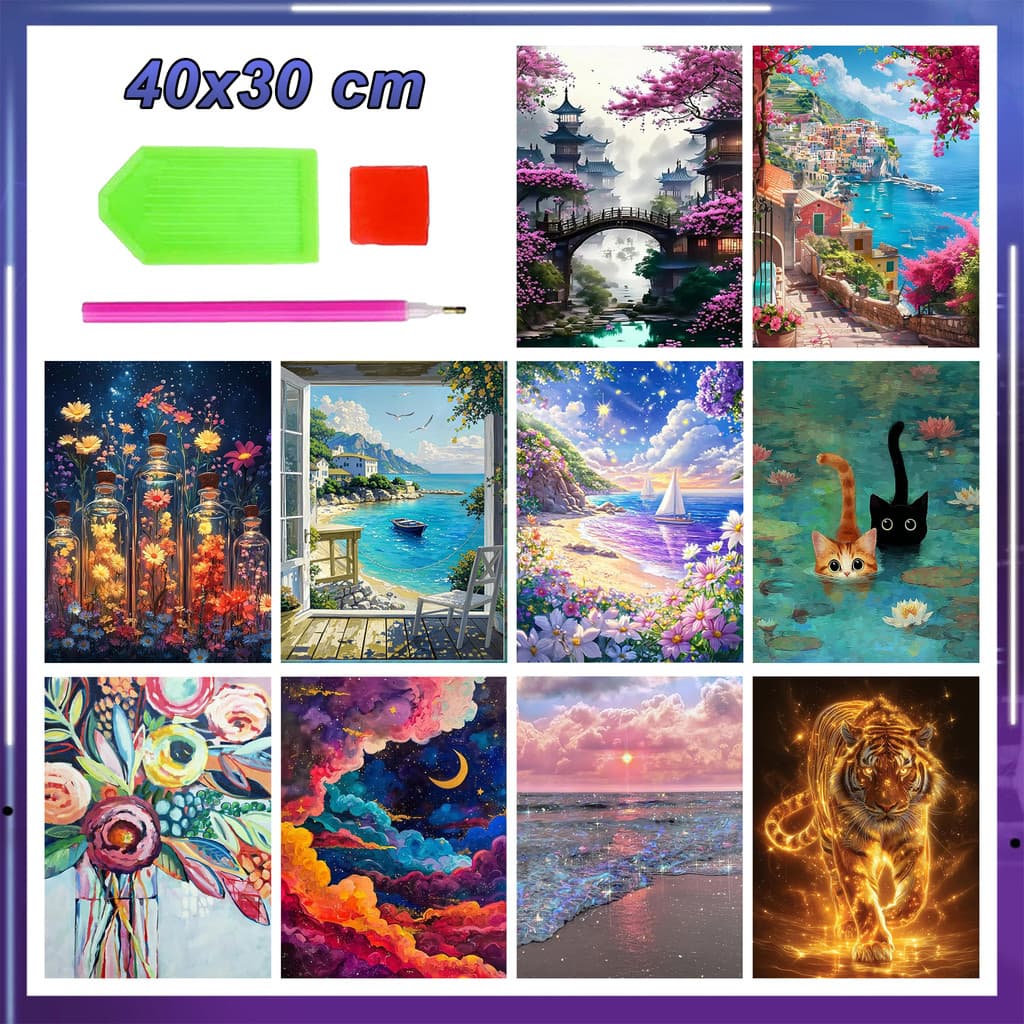 Pintura com Diamantes 5D Quadrado DIY 40x30cm para Casa Escritório e Presente
