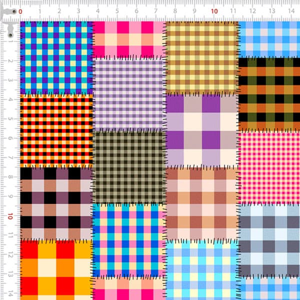 Tecido Tricoline Digital Xadrez Retalhos Patchwork Pano Patchwork Costura Ateliê Artesanato DIY