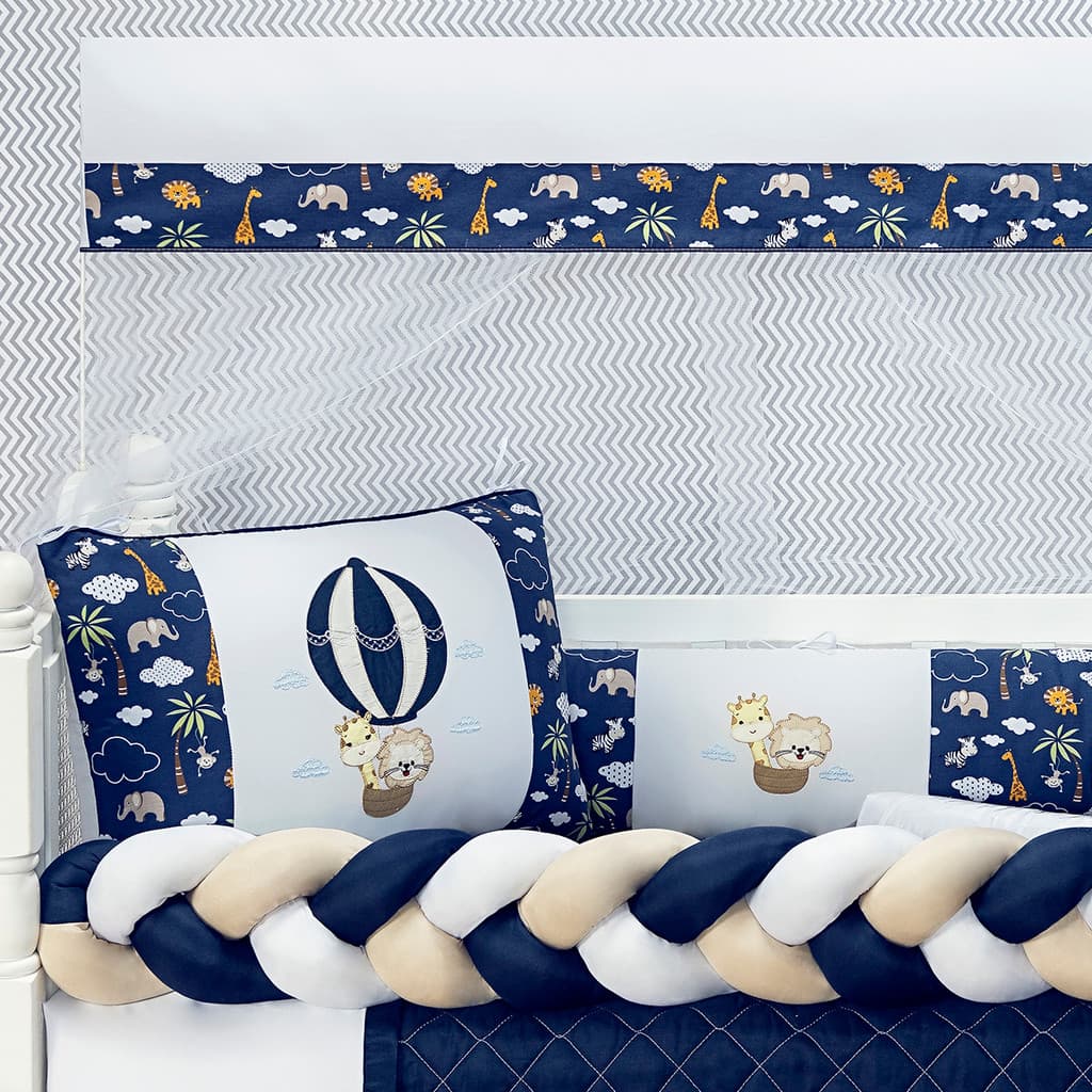 Kit Berço Trança Completo 11 Peças Enxoval Bebê Quarto Infantil Almofadas Mosquiteiro Protetor Conforto Decoração