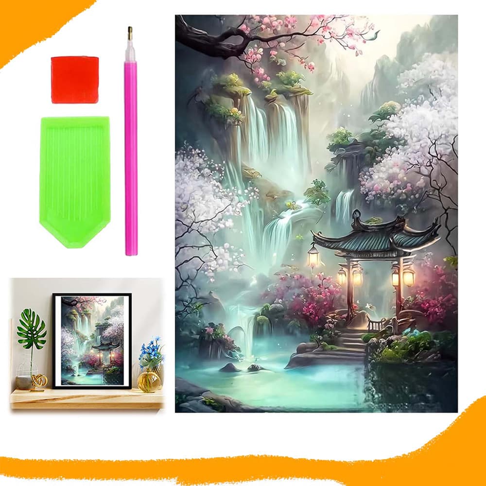 Cachoeira, Pintura Diamante Quadrada, Arte Diamante 5D DIY, Kit Inicial de Pintura Diamante, 30 x 40 cm