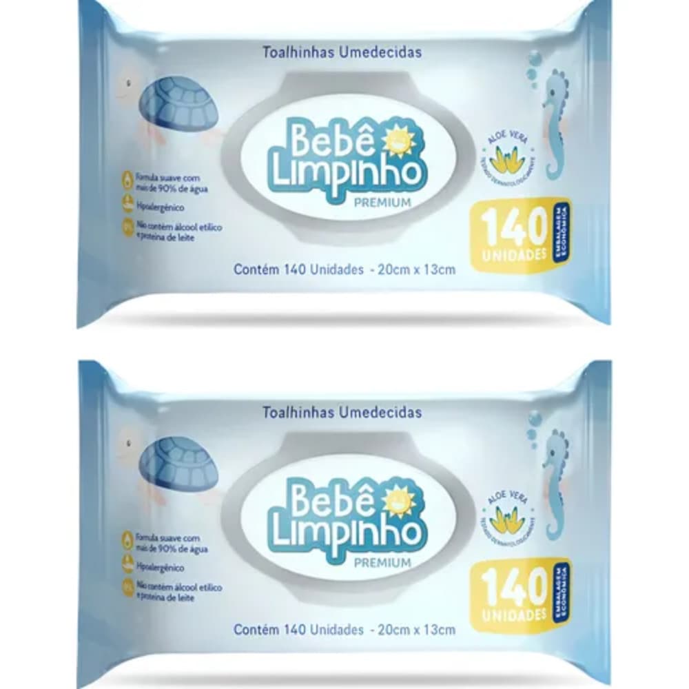 KIT COM 280 TOALHAS UMEDECIDAS BEBE LIMPINHO PREMIUM - CIMED