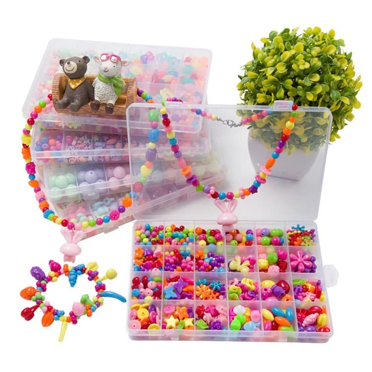 Crianças brinquedos frisados 3-7 anos de idade meninas usam contas colar bebê diy brinquedos educativos artesanais