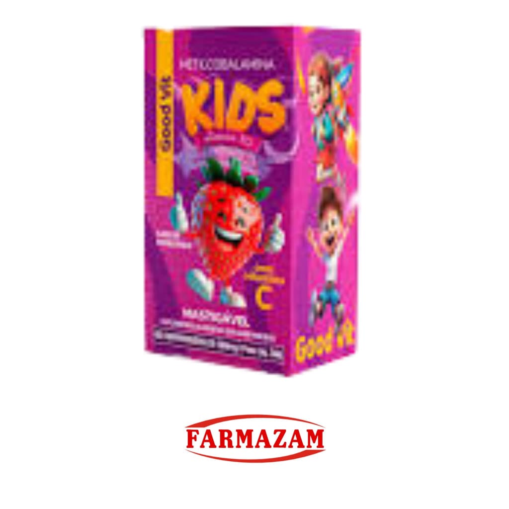 Vitamina B12 Infantil Com Vitamina C Good Vit Kids 60 Comprimidos Mastigáveis Sabor Morango Suplemento Alimentar Criança