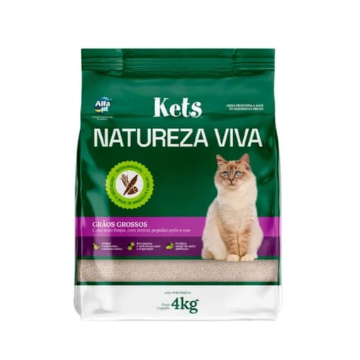 Areia Sanitária Kets Natureza Viva Grãos Médios 4kg AlfaPet