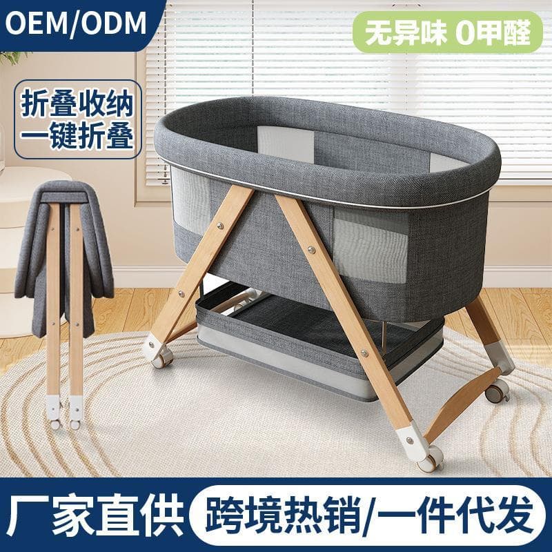 Puxar capa de carro berço dobrável móvel recém-nascido pequena berço cama do bebê costura grande bb cama