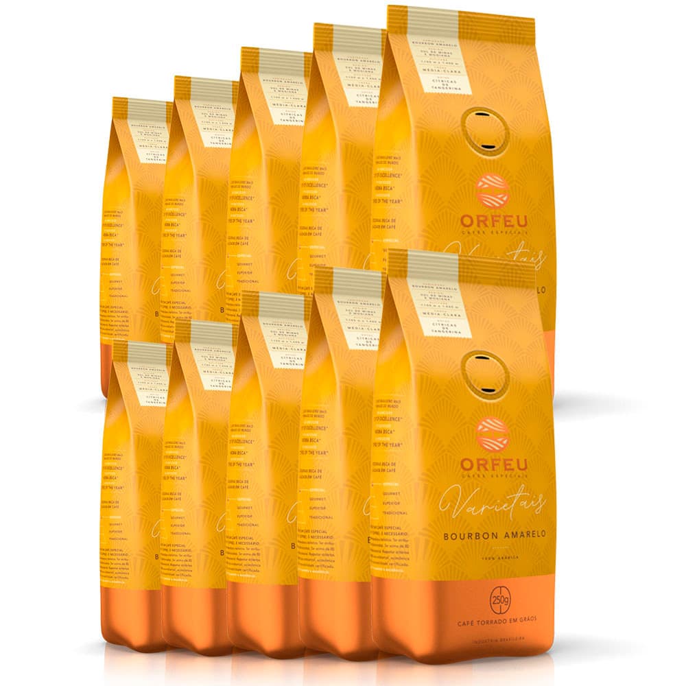 Café em Grãos Orfeu Bourbon Amarelo Kit 10 Pacotes de 250g