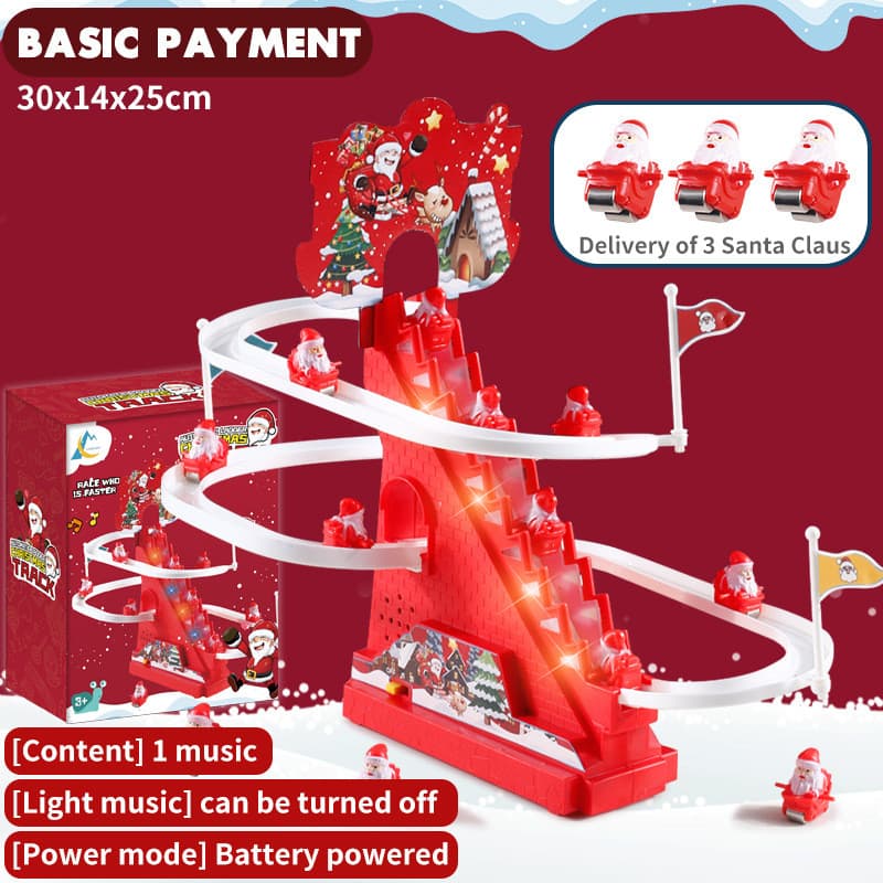 Slide de pista de papai noel subindo escada presentes grande educativos de natal brinquedos musicais