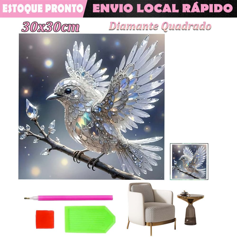 Pássaro de Cristal Diamante quadrado pintura de diamante 5D faça você mesmo de diamante pintura 40x30cm