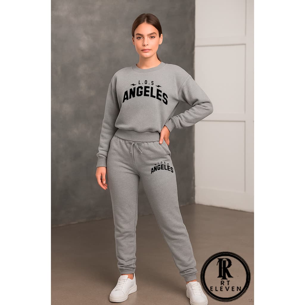 Conjunto Moletom Feminino Los Angeles Gola Careca  Blusa De Frio Blusa + Calça Moletom Diversas Cores Envio Rápido