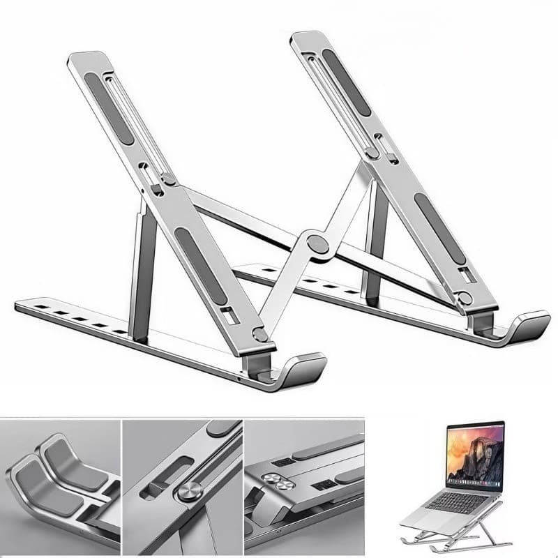 Base para suporte de laptop, adequada para laptops e tablets, feita de liga de alumínio, dobrável e portátil.