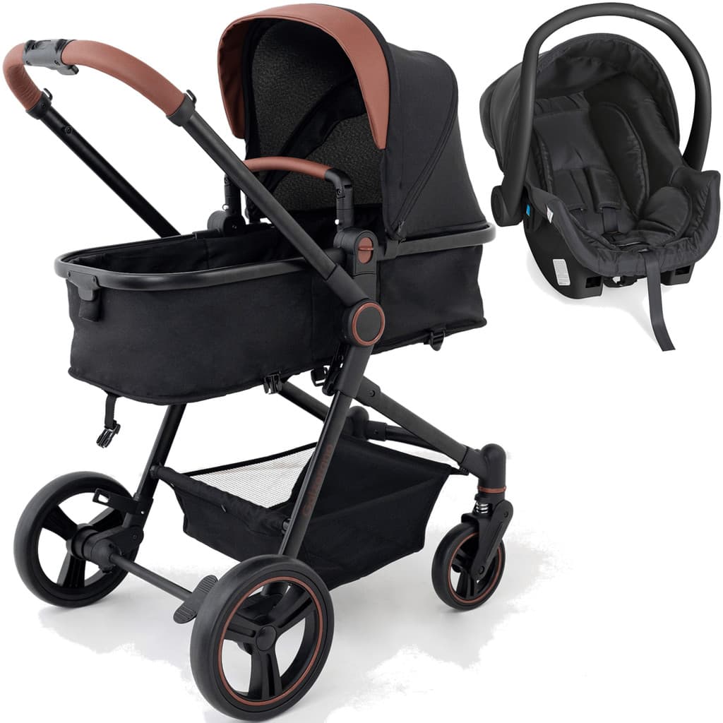 Carrinho de Bebe Moises com Bebe Cocoon Preto Galzerano Ivy G22 Black