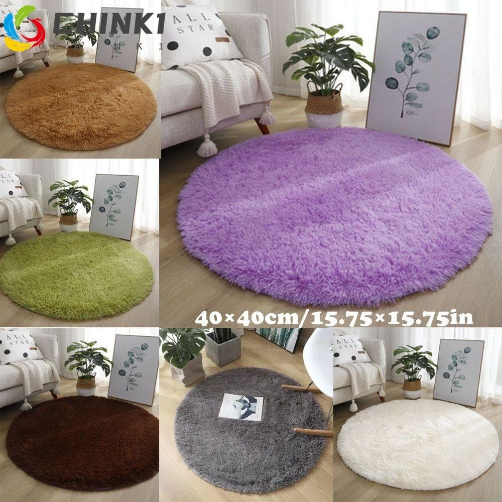 Tapetes De Sala De Estar CHINK , Tapete Redondo De Pelúcia Macio De 40 Cm Peludo Antiderrapante Espesso De Cor Sólida