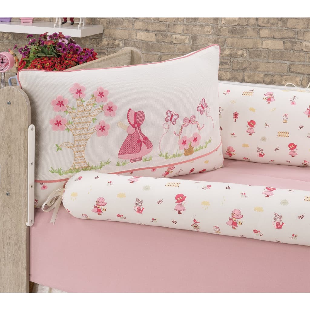KIT ENXOVAL PARA BERÇO BEBÊ PADRÃO AMERICANO CAMPONESA ROSÊ MENINA 10 PEÇAS + SAIA BERÇO BRINDE