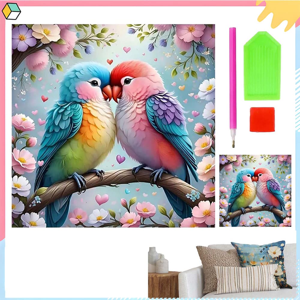 Pássaro colorido, 30 x 30 cm, kits de pintura com diamantes 5D DIY broca quadrada completa diamantes kit de arte