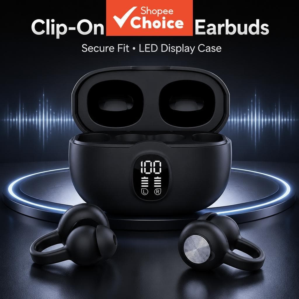 Fones de ouvido ergonômicos com clipe, fones de ouvido Bluetooth sem fio, ajuste macio, auriculares sem dor, fones de