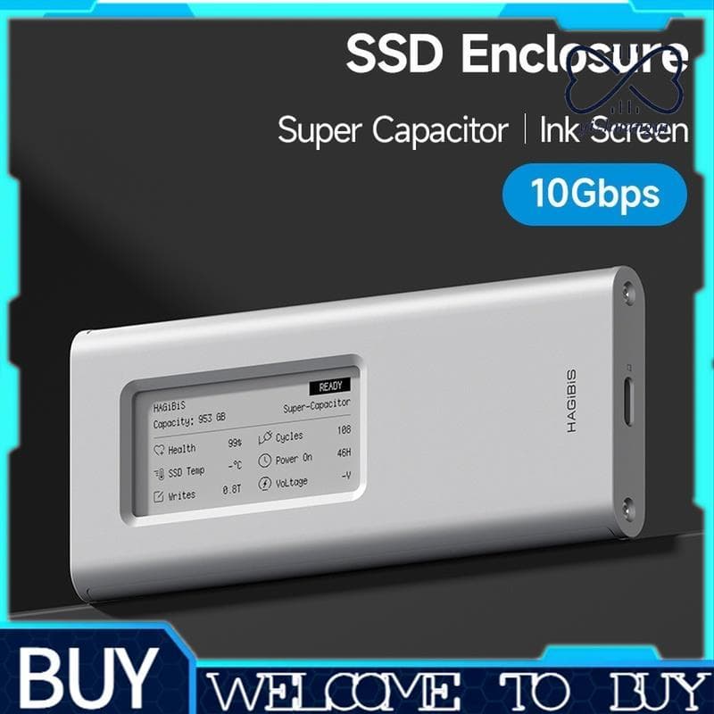 Gabinete De Disco Rígido SSD M . 2 Com Tela De Tinta De 10 Gbps Caixa Externa De Alumínio Para SSDs 2230/2242/2260/2280