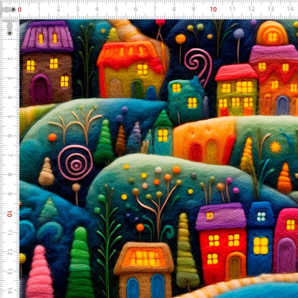 Tecido Tricoline Digital 3D Retiro dos Sonhos Pano Patchwork Costura Ateliê Artesanato DIY