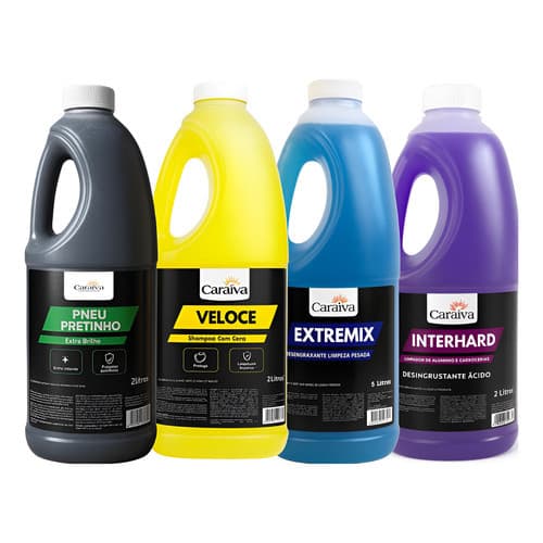 Kit Limpeza Carro Pretinho + Shampoo Com Cera + Lm + Solupan
