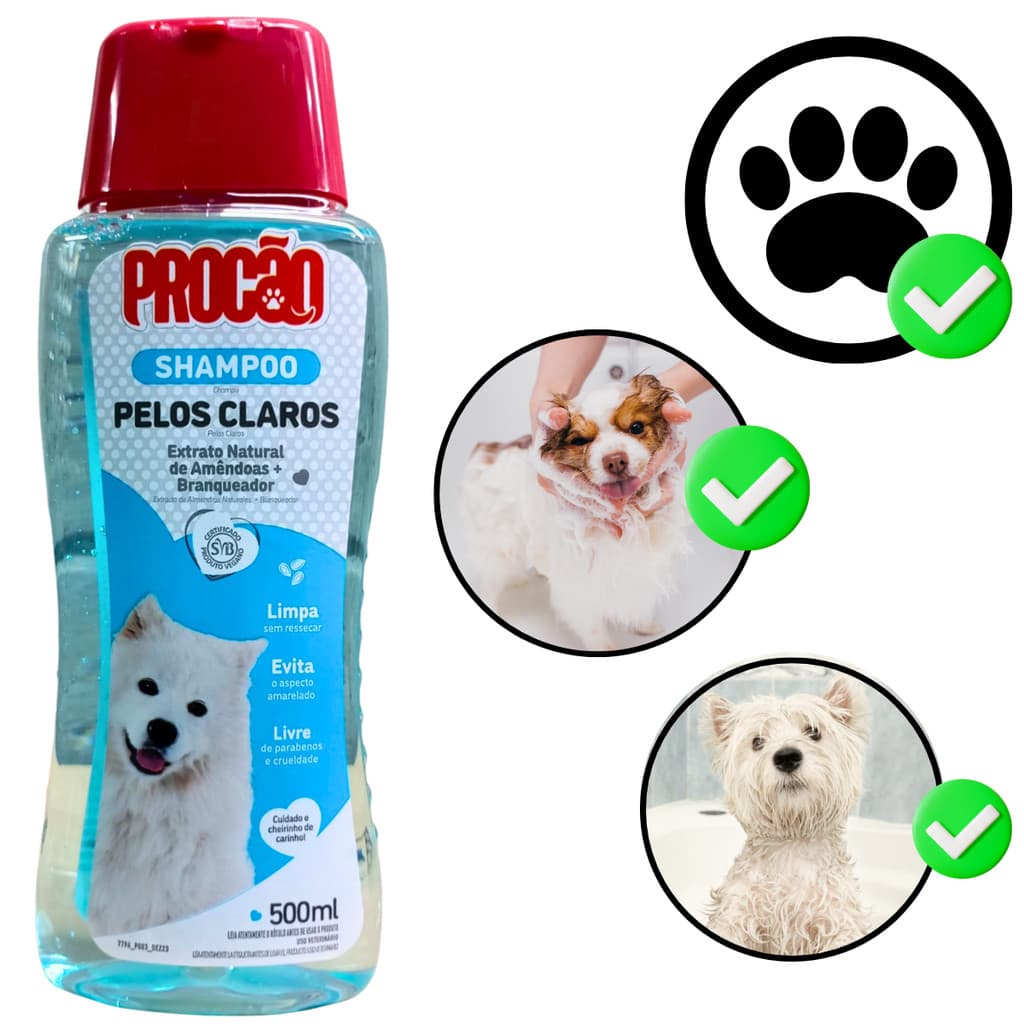 Shampoo Pet Procão 500ml Para Pelos Brancos Claros de Cães e Gatos